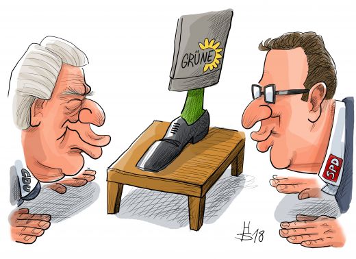 Karikatur: CDU und SPD werben um die GrÃ¼nen