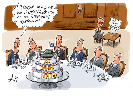 Karikatur zur 2-Prozent-Forderung von Donald Trump