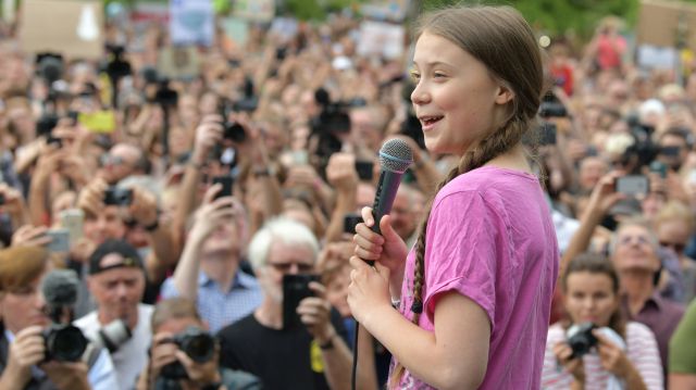 Greta Thunberg bei ihrem zweiten Auftritt in Berin 